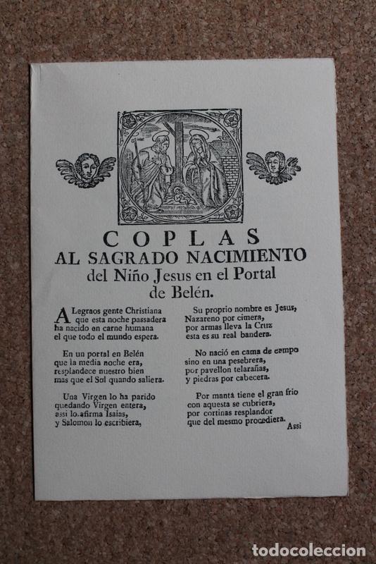 Libros de segunda mano: Coplas al Sagrado Nacimiento del Ni&ntilde;o Jes&uacute;s en el portal de Bel&eacute;n. Barcelona, Hrdos. Juan Sol&iacute;s
