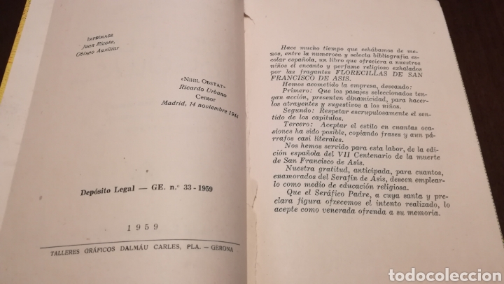 Libros de segunda mano: Dicen las florecillas (Estampas Franciscanas). Libro de 1959. - Foto 3