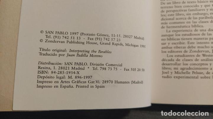 Libros de segunda mano: INTERPRETAR LAS PARABOLAS.  JOHN W. SIDER.  Editorial San Pablo. - Foto 8