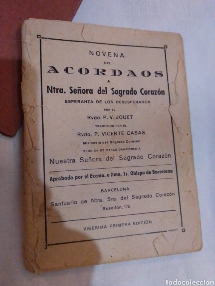 Libros de segunda mano: Novena del acordados Ntra se&ntilde;ora del sagrado coraz&oacute;n