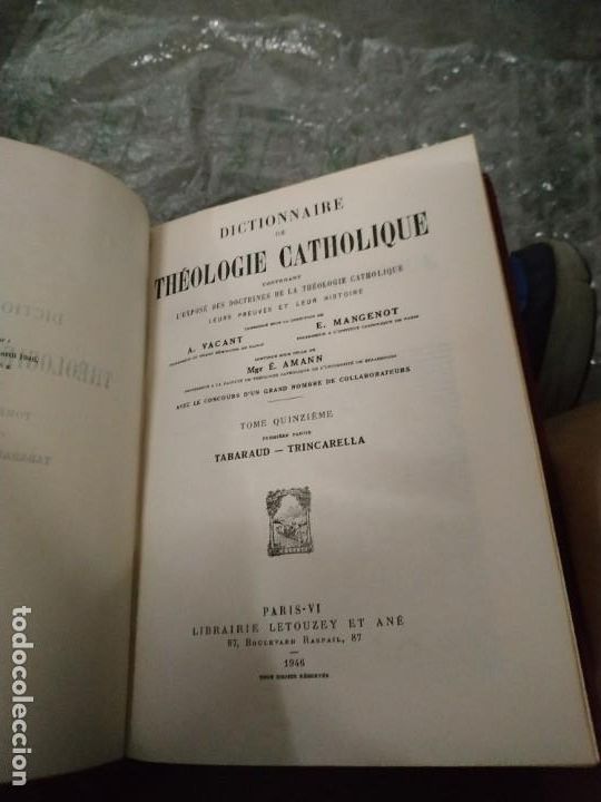 Livres d'occasion: 1946 Dictionaire de Theologie Catholique. Libro de gran tama&ntilde;o
