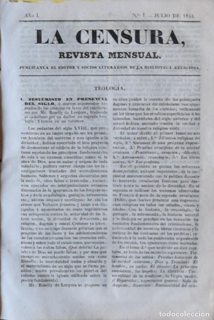 Libri di seconda mano: LA CENSURA, REVISTA MENSUAL (1844-1849) - Varios Autores