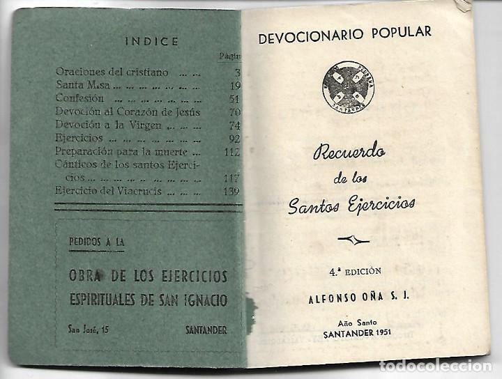 Libros de segunda mano: antiguo libro devocionario popular recuerdo de los santos ejercicios a&ntilde;o santo 1951