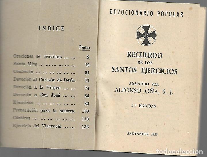 Libros de segunda mano: antiguo libro devocionario popular recuerdo de los santos ejercicios a&ntilde;o santo 1953