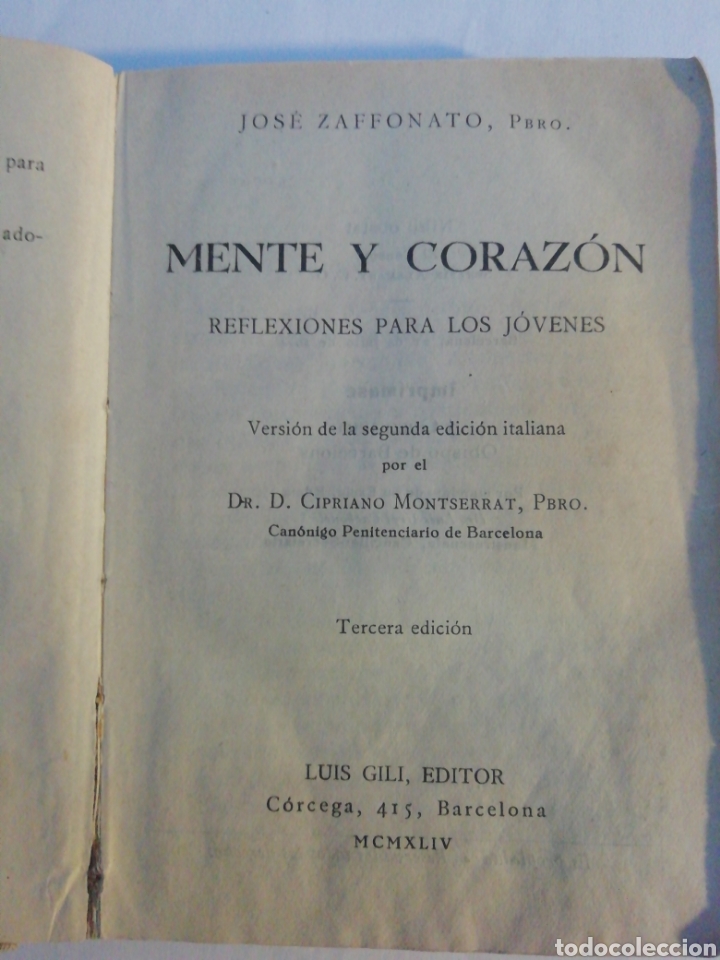 Livros em segunda m&atilde;o: MENTE Y CORAZ&Oacute;N REFLEXIONES PARA LOS JOVENES - 1944
