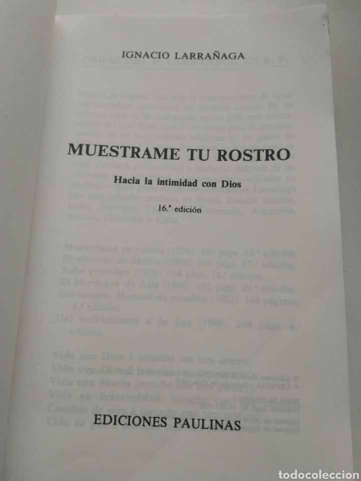 Libros de segunda mano: MU&Eacute;STRAME T&Uacute; ROSTRO/IGNACIO LARRA&Ntilde;AGA - Foto 2