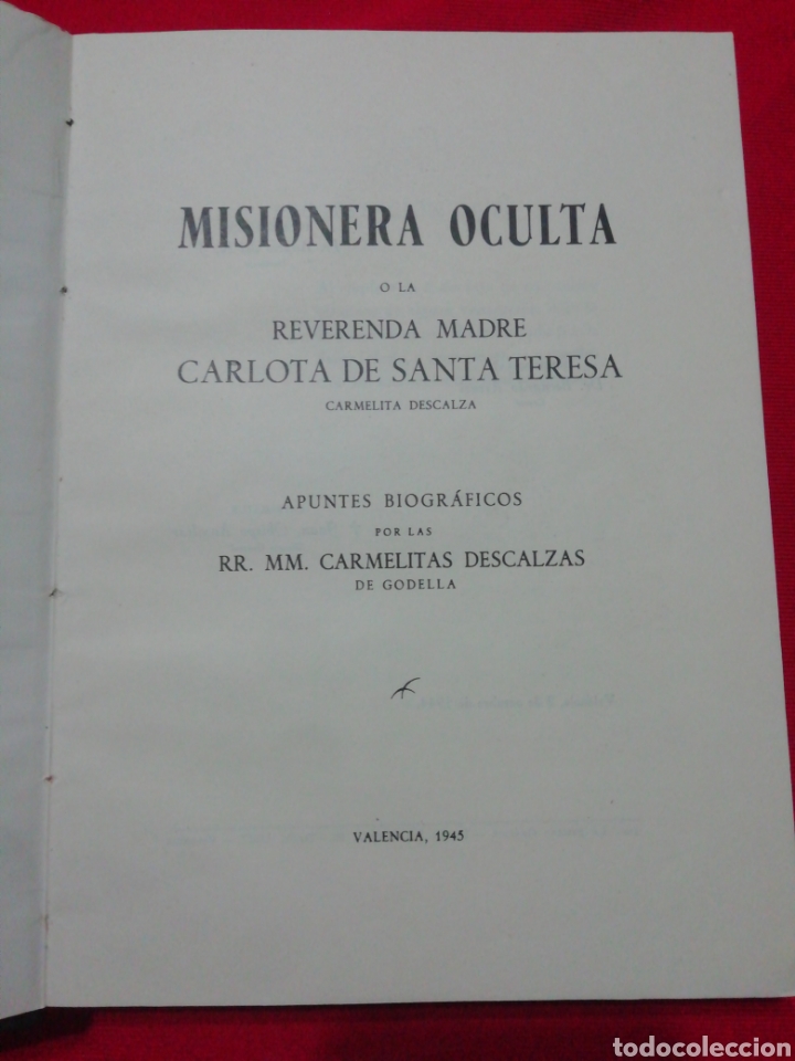 Livros em segunda m&atilde;o: Misionera oculta o reverenda madre Carlota de Santa Teresa