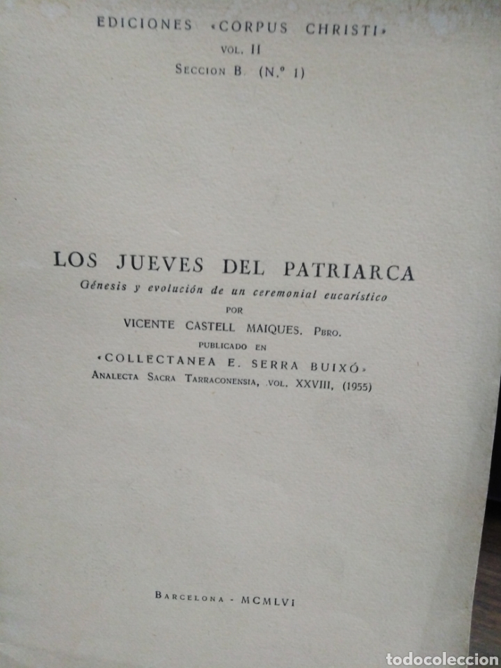 Libros de segunda mano: LOS JUEVES DEL PATRIARCA-VICENTE CASTELL MAIQUES-1955