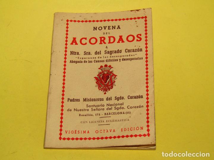 Libros de segunda mano: Antigua NOVENA DEL ACORDAOS a Ntra. Sra. del Sagrado Coraz&oacute;n de 1954