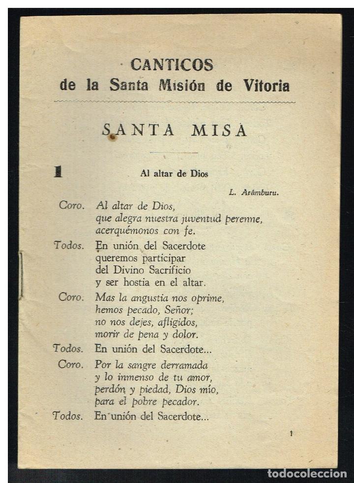 Libros de segunda mano: CANTICOS DE LA SANTA MISI&Oacute;N DE VITORIA - 1962 - Foto 1