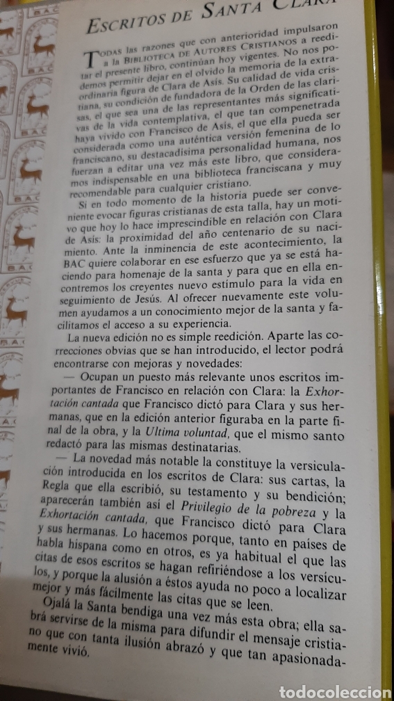 Second hand books: 1993 ESCRITOS SANTA CLARA Y DOCUMENTOS COMPLEMENTARIOS IGNACIO OMARECHEVARRIA AUTORES CRISTIANOS