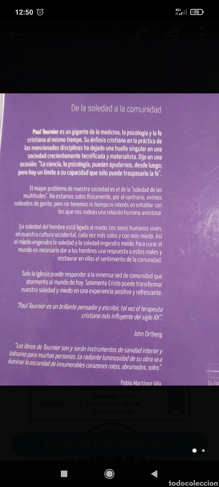 Libros de segunda mano: De la soledad a la comunidad,Paul Tournier - Foto 2