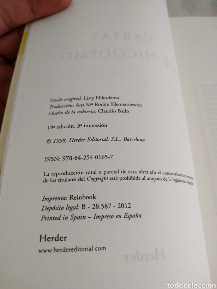 Libros de segunda mano: Cartas de nicodemo. Herder. - Foto 2
