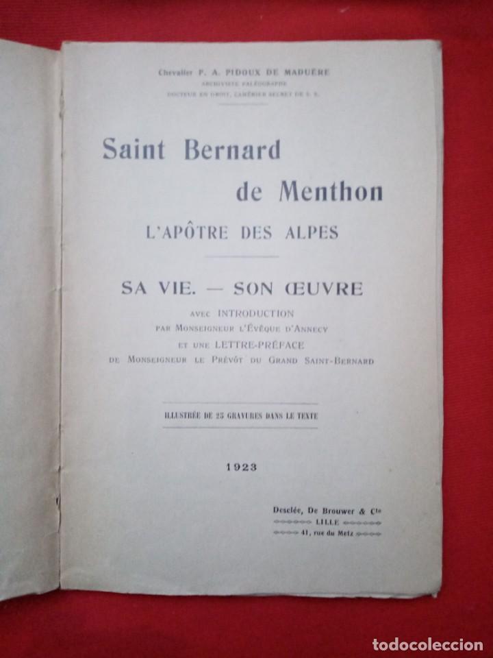 Libros de segunda mano: SAINT BERNARD DE MENTHON L'APOTRE DES ALPES - SA VIE SON OEUVRE