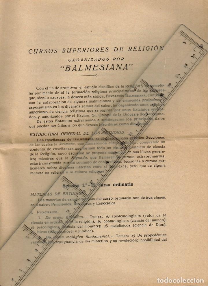 Libros de segunda mano: 1940 &rdquo;BALMESIANA&rdquo; CURSOS SUPERIORES DE RELIGI&Oacute;N ORDINARIOS Y EXTRAORDINARIOS