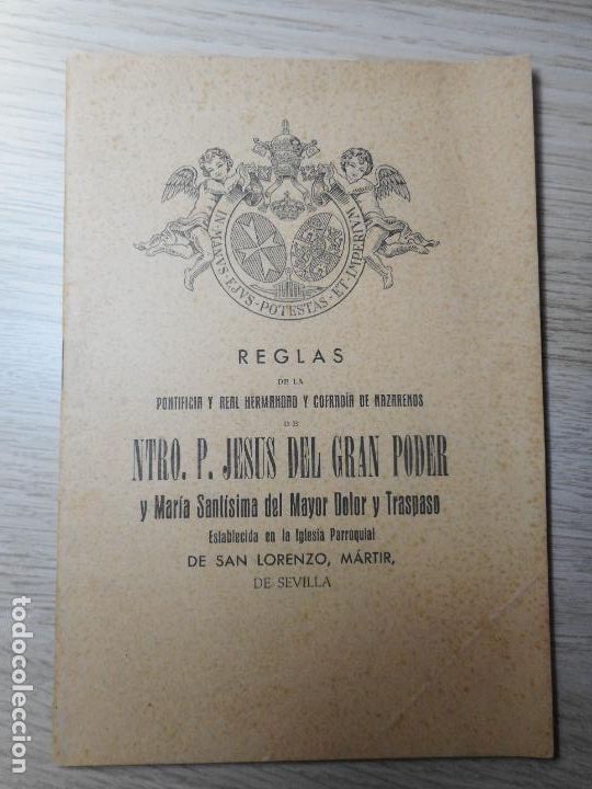 Libros de segunda mano: REGLAS COFRADIA HERMANDAD CRISTO JESUS DEL GRAN PODER.SAN LORENZO.SEVILLA 1949