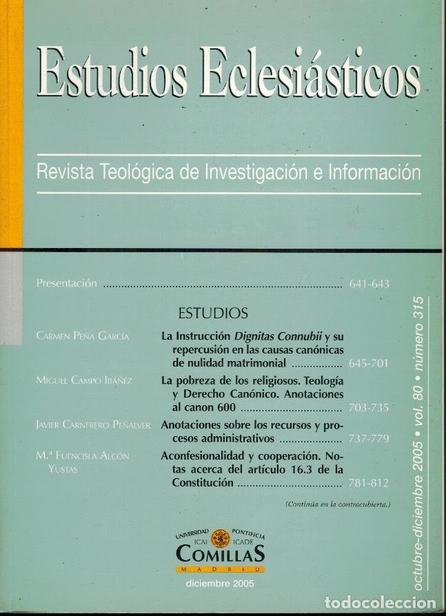 Libros de segunda mano: ESTUDIOS ECLESI&Aacute;STICOS - Foto 1