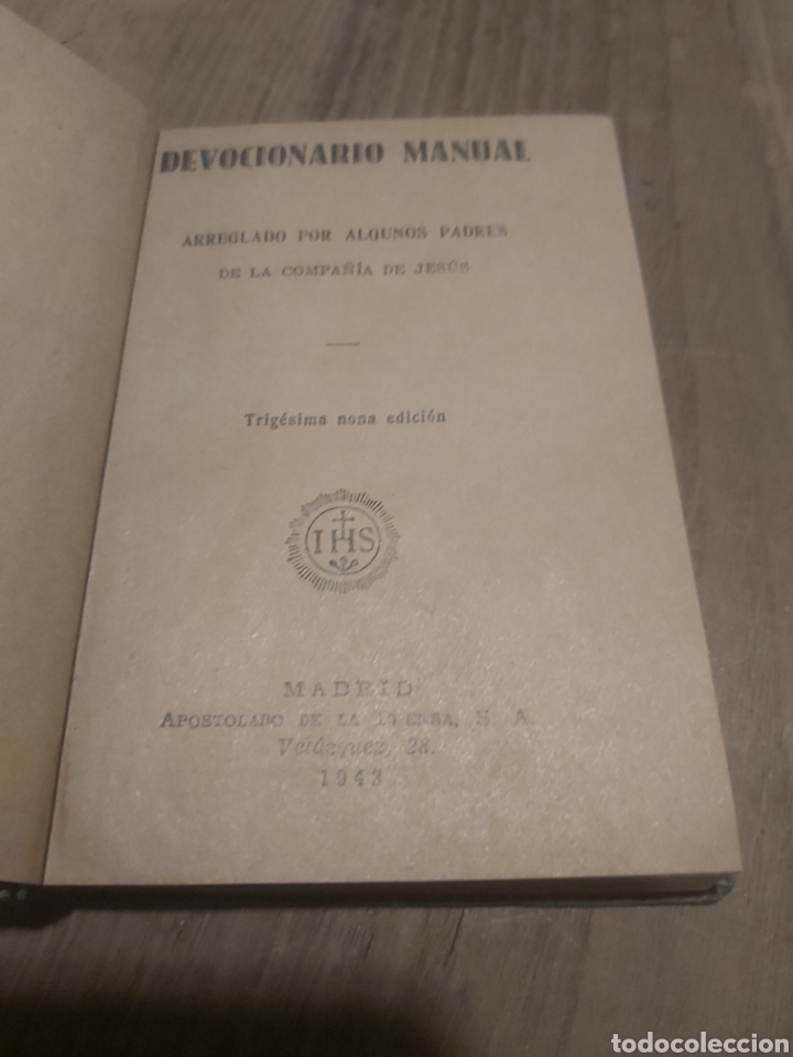 Libros de segunda mano: DEVOCIONARIO MANUAL 1943 COMPA&Ntilde;&Iacute;A MAR&Iacute;A MADRID - Foto 1