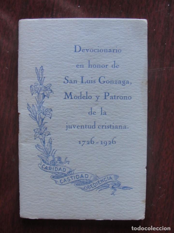Libros de segunda mano: DEVOCIONARIO SAN LUIS GONZAGA 1726 - 1926 - CARIDAD CASTIDAD OBEDIENCIA - SCHMOLL SAN SEBASTIAN