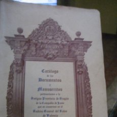 Libros de segunda mano: CATALOGO DOCUMENTOS Y MANUSCRITOS COMPAÑIA DE JESUS JESUITAS ARAGON ARCHIVO VALENCIA P. BLANCO 1943. Lote 315108718