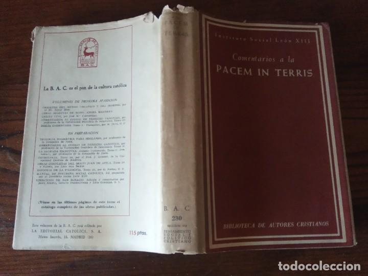 Libros de segunda mano: COMENTARIOS A LA PACEM IN TERRIS. BAC, 1963. - Foto 2