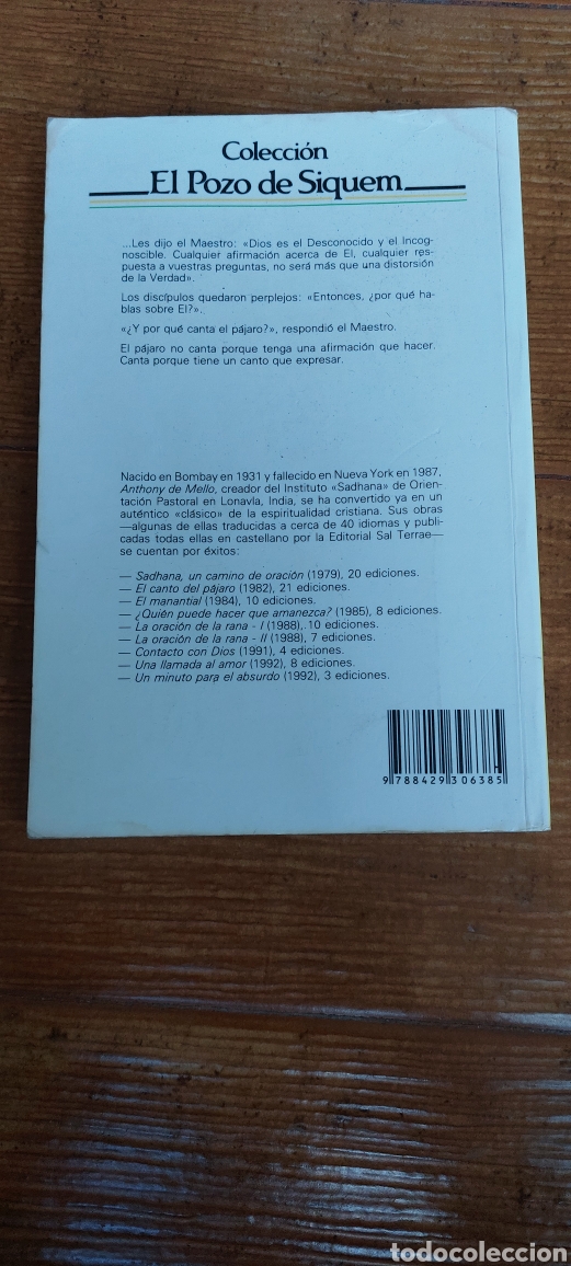 Libros de segunda mano: Libro El Canto del P&aacute;jaro -Anthony ee Mello- (Lote A) - Foto 2