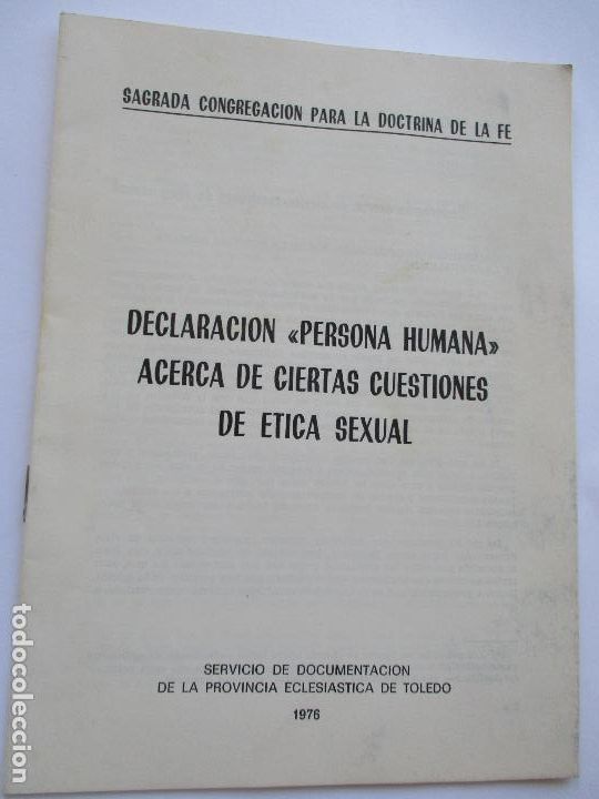 Libros de segunda mano: SAGRADA CONGREGACI&Oacute;N PARA LA DOCTRINA DE LA FE-1976-SERVICIO DE DOCUMENTACI&Oacute;N DE LA PROVINCIA .