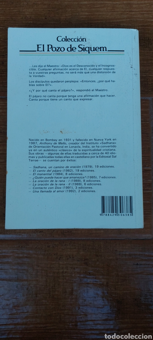 Libros de segunda mano: Libro El Canto del P&aacute;jaro -Anthony de Mello- - Foto 2