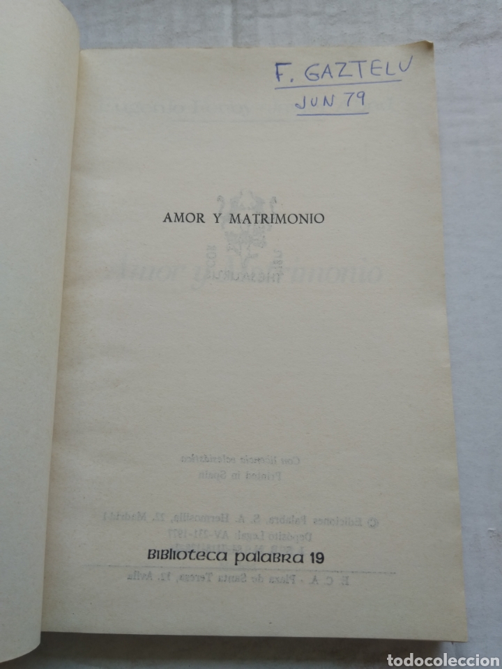 Libros de segunda mano: AMOR Y MATRIMONIO/VV.AA. - Foto 3