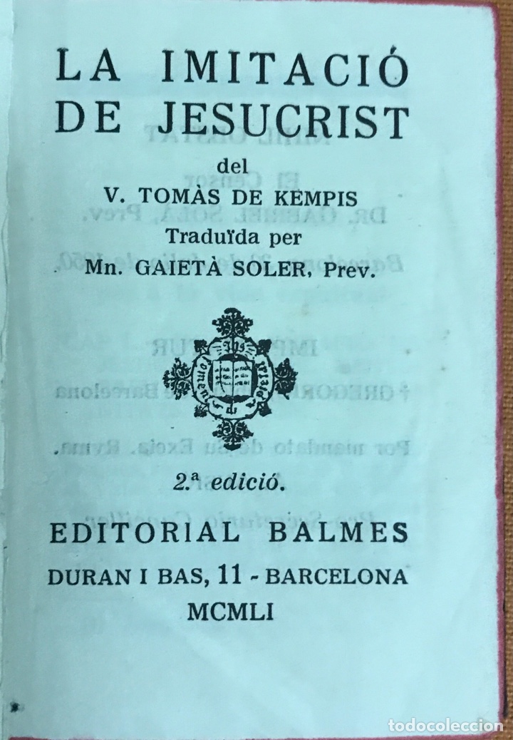 Libros de segunda mano: Imitaci&oacute; de Jesucrist de Kempis - Foto 3