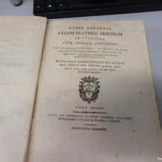 Libros de segunda mano: RARO LIBRO LEGUM FRATRUM MINORUM ROMA 1796 JOANNIS CERVANTES CARDINALIS S PERTRI AD VINCULA