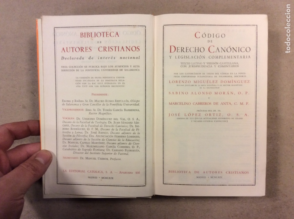 Libros de segunda mano: C&Oacute;DIGO DE DERECHO CAN&Oacute;NICO Y LEGISLACI&Oacute;N COMPLEMENTARIA. VV.AA. BAC 1969 - Foto 2