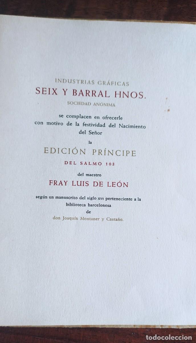 Libros de segunda mano: Fray Luis de Le&oacute;n .Salmo 103 - Foto 2