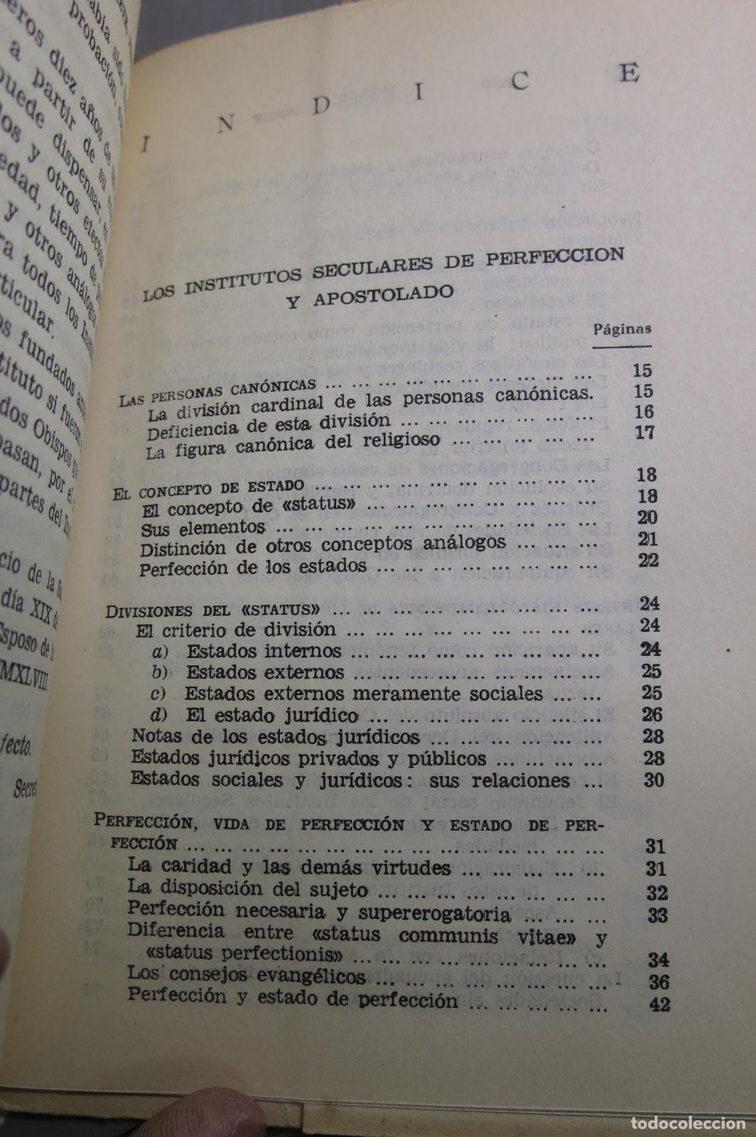Libros de segunda mano: Institutos seculares y estado de perfecci&oacute;n. Canals - Foto 2