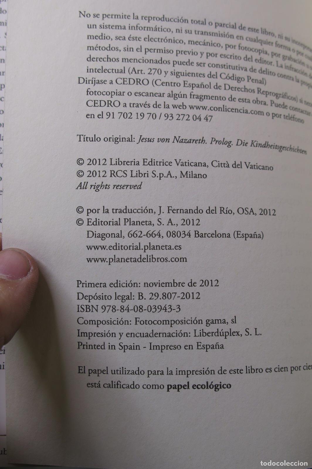 Libros de segunda mano: La infancia de Jes&uacute;s. Benedicto XVI - Foto 3