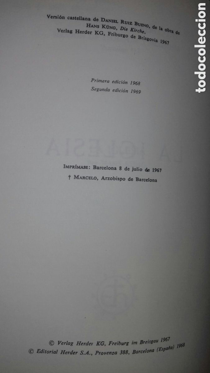 Libros de segunda mano: HANS K&Uuml;NG: LA IGLESIA. ED. HERDER, 1969. - Foto 4