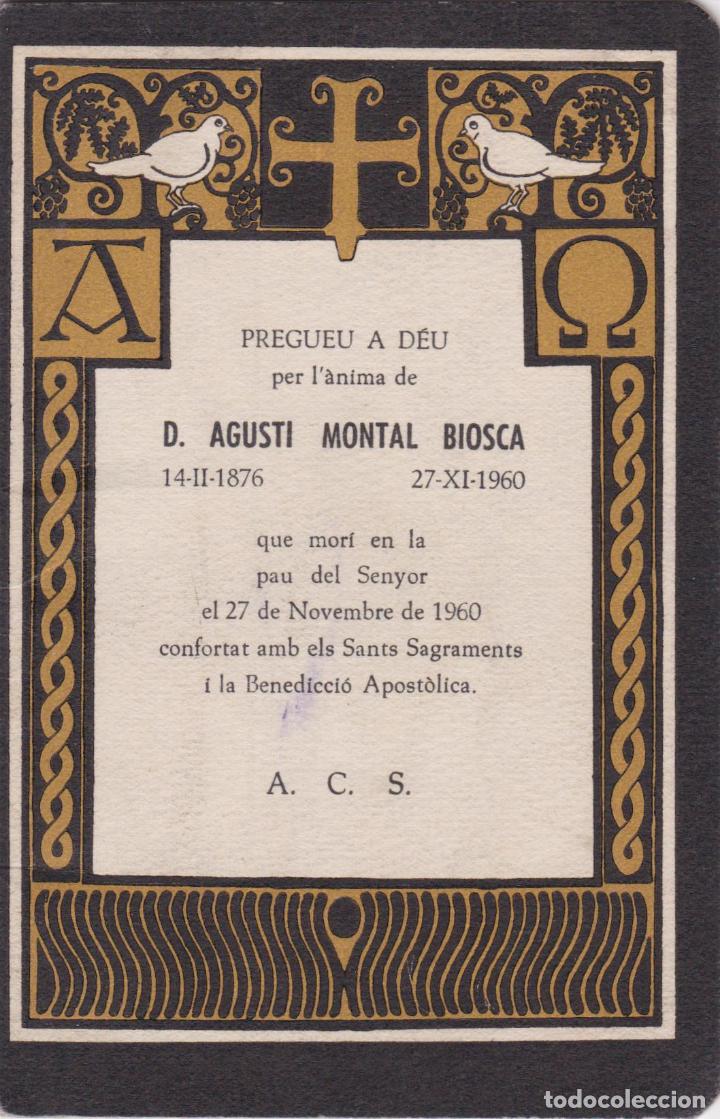 Libros de segunda mano: RECORDATORI DE D. AGUSTI MONTAL BIOSCA &ndash; (1876-1960)