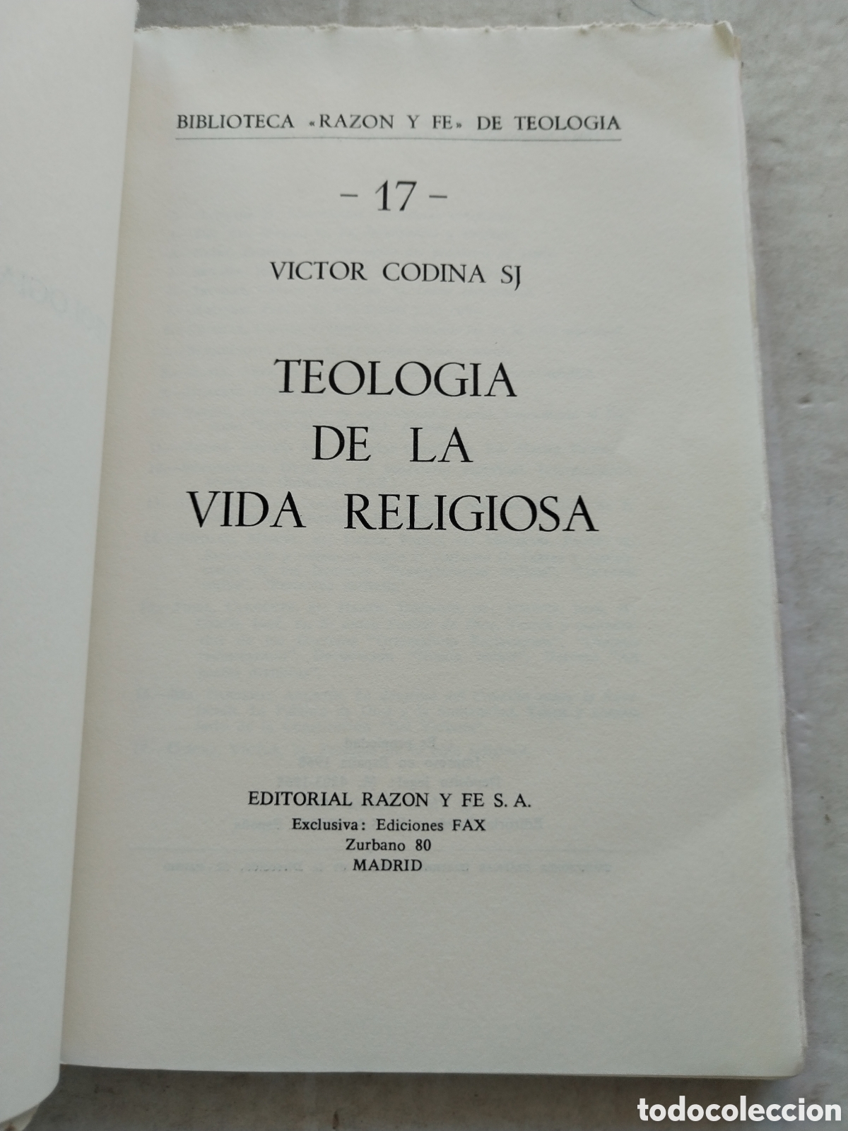 Libros de segunda mano: TEOLOG&Iacute;A DE LA VIDA RELIGIOSA/V&Iacute;CTOR CODINA - Foto 2