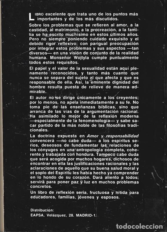 Libros de segunda mano: AMOR Y RESPONSABILIDAD KAROL WOJTYLA - Foto 2