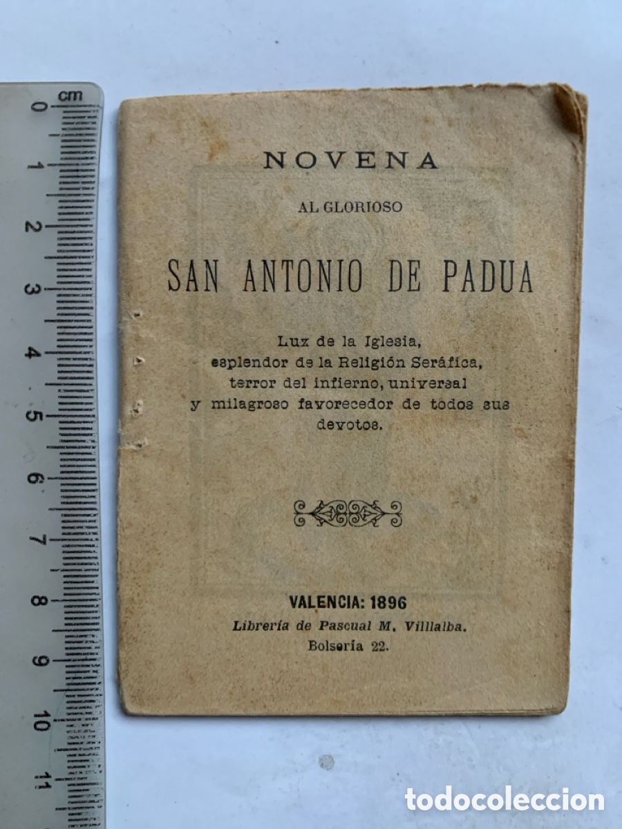 Libros de segunda mano: NOVENA AL GLORIOSO SAN ANT&Oacute;NIO DE PADUA. VALENCIA, 1896. LIBRER&Iacute;A PASCUAL M. VILLALBA.