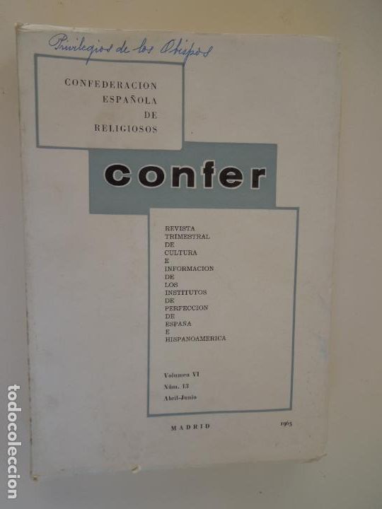 Libros de segunda mano: CONFER - REVISTA DE CULTURA - VOLUMEN VI - N&ordm; 13 - ABRIL/JUNIO - MADRID 1965.