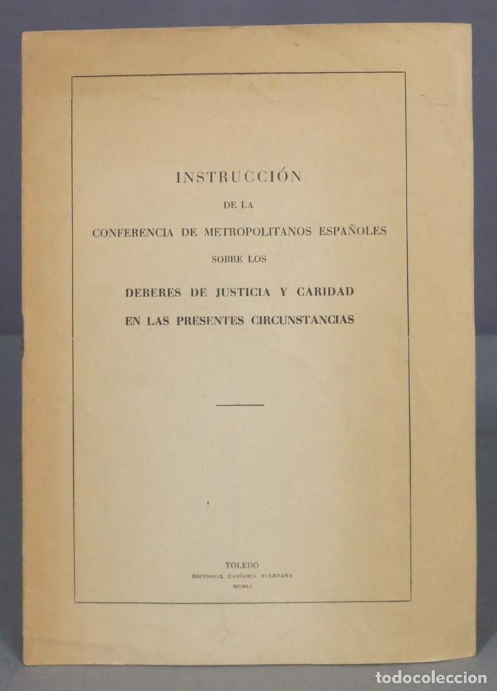 Second hand books: INSTRUCCION DE LA CONFERENCIA DE METRPOLITANOS ESPA&Ntilde;OLES SOBRE LOS DEBERES DE JUSTICIA Y CARIDAD