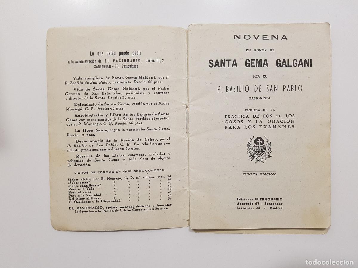 Libros de segunda mano: SANTA GEMA NOVENA Y PRACTICA DE LOS 14 - Foto 3