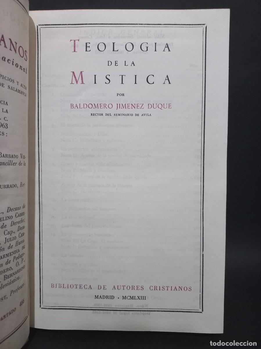 Libros de segunda mano: B. Jimenez Duque - Teolog&iacute;a de la Mistica - 1963 - Foto 2