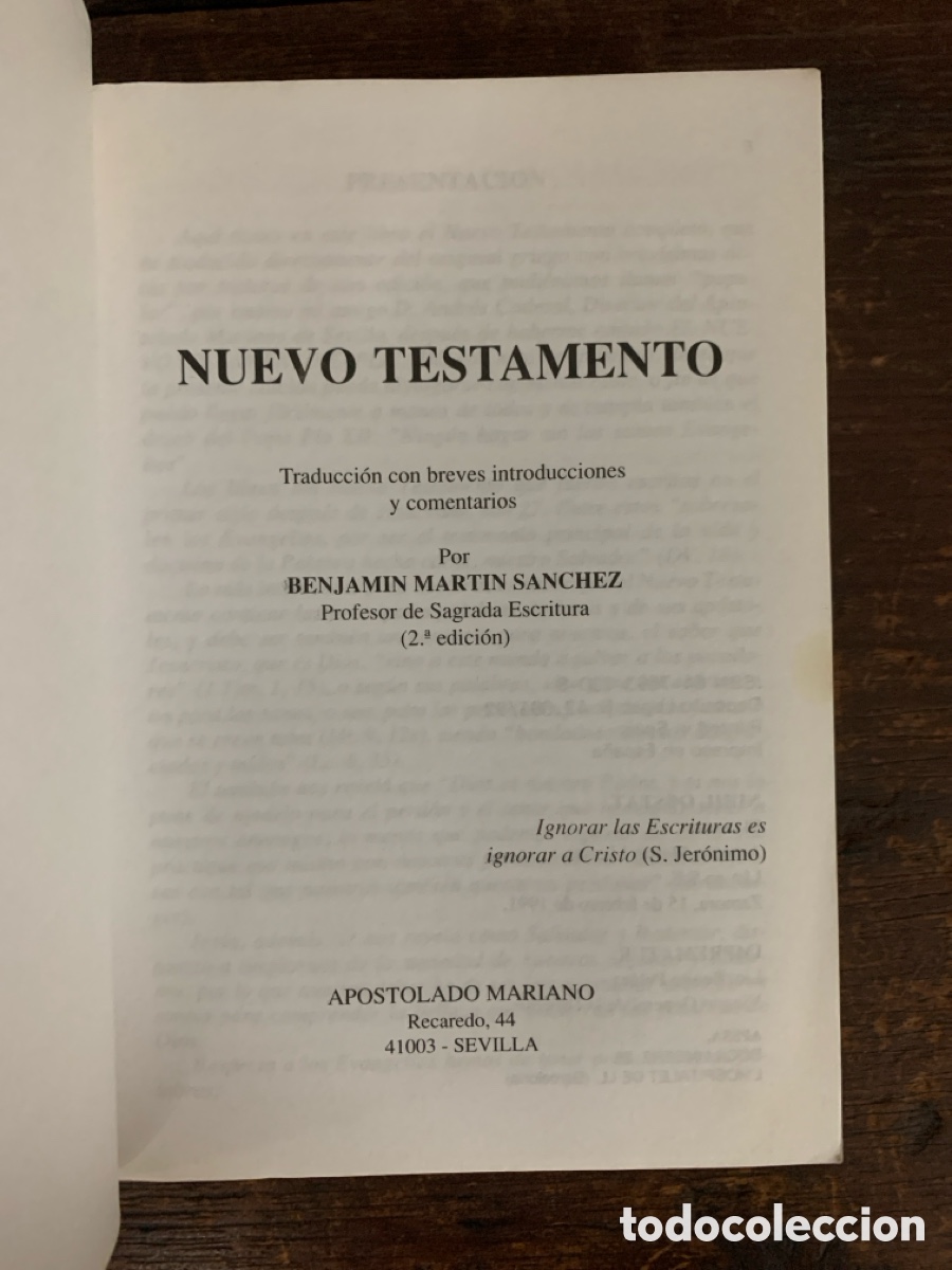 Libros de segunda mano: Nuevo Testamento, Mart&iacute;n S&aacute;nchez - 1992 - Foto 2