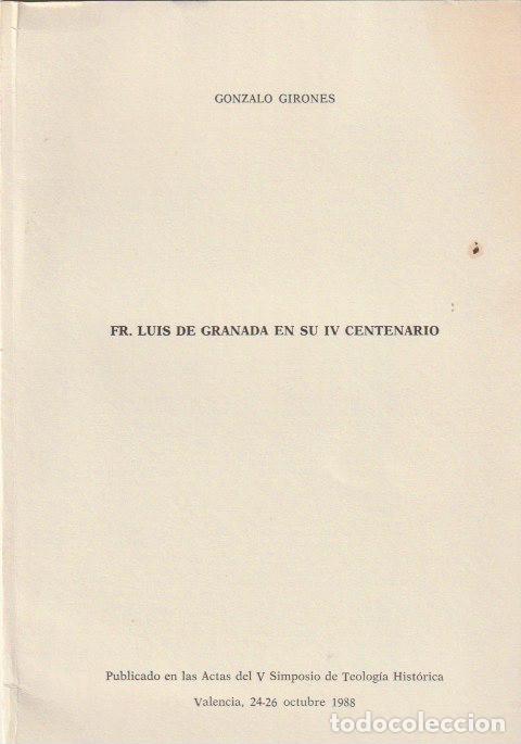 Libros de segunda mano: Fr. Luis de Granada en su IV centenario / Gonzalo Giron&eacute;s - Foto 1