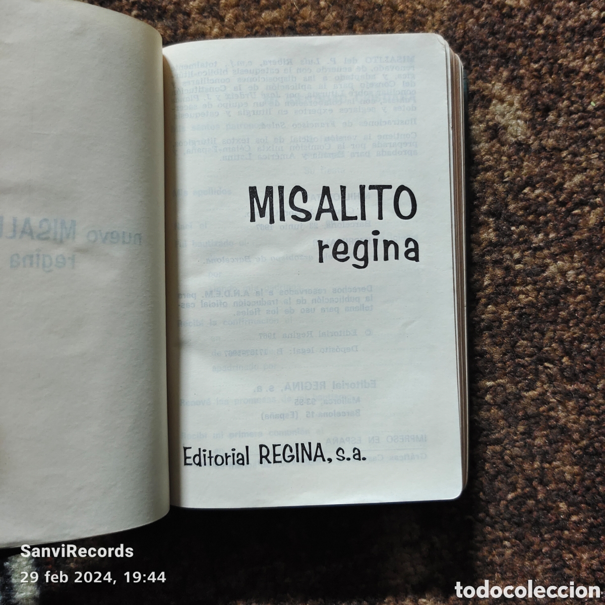 Libros de segunda mano: MISALITO REGINA (EDITORIAL REGINA) - Foto 2