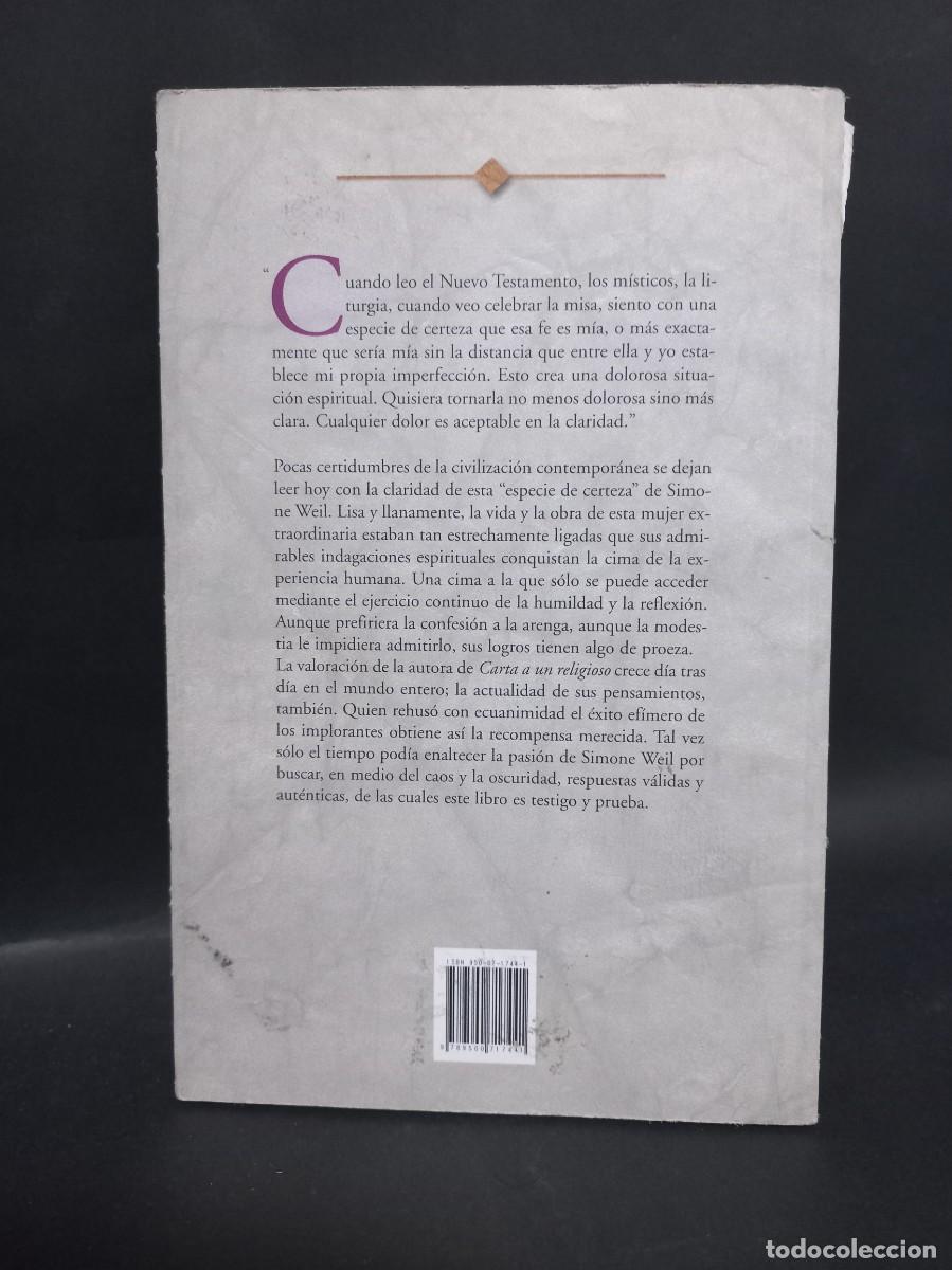 Libros de segunda mano: SIMONE WEIL - CARTA A UN RELIGIOSO - 2000 - Foto 2