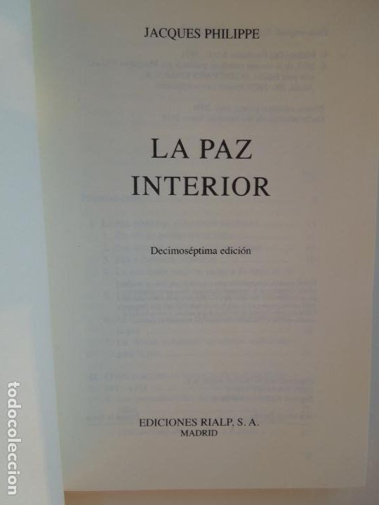 Libros de segunda mano: LA PAZ INTERIOR - JACQUES PHILIPPE - EDICIONES RIALP 2004 - Foto 1
