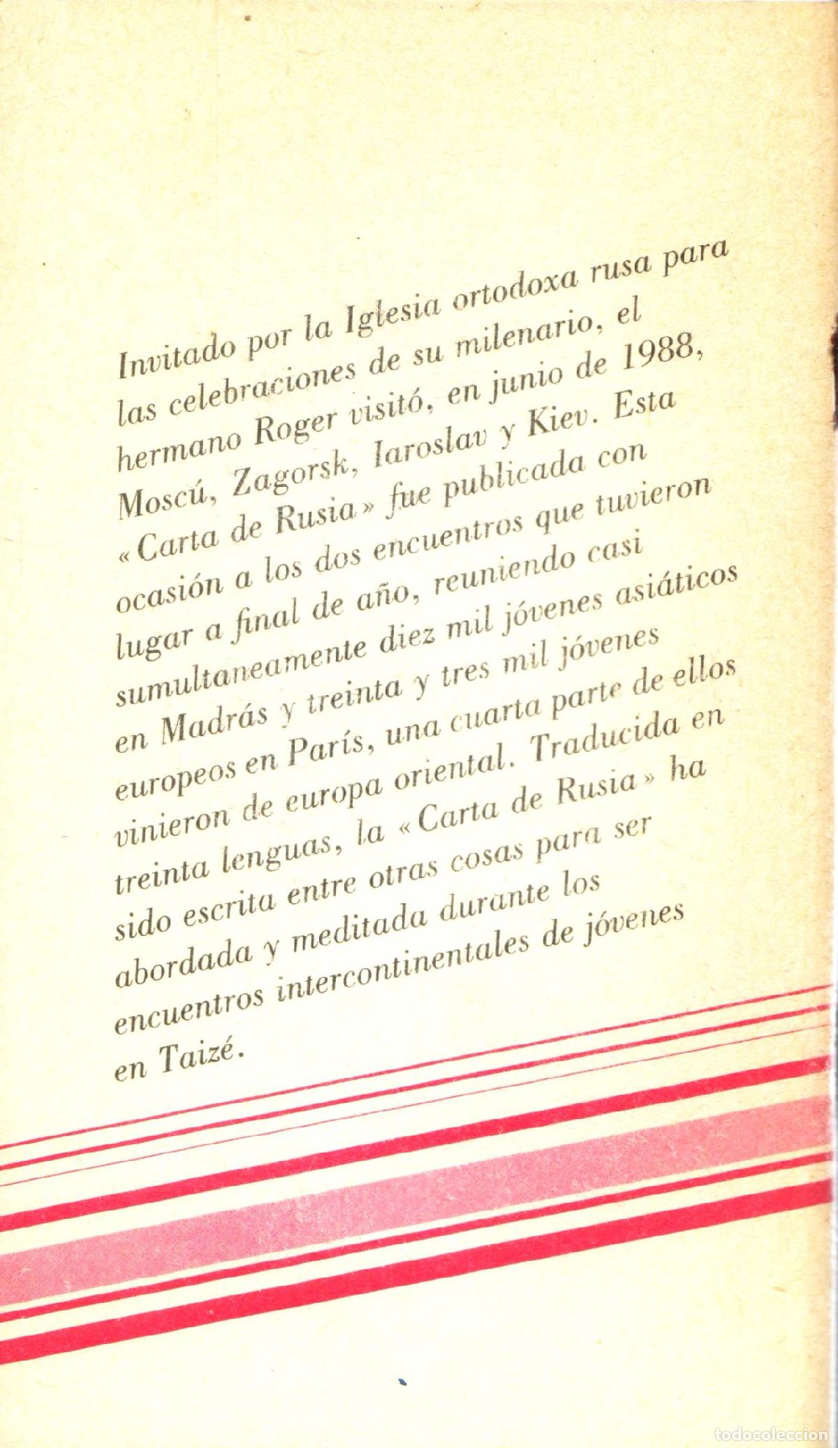Libros de segunda mano: Carta de Rusia - de Taize, Roger - Foto 2